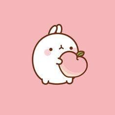 Cute rabbit holding a peach